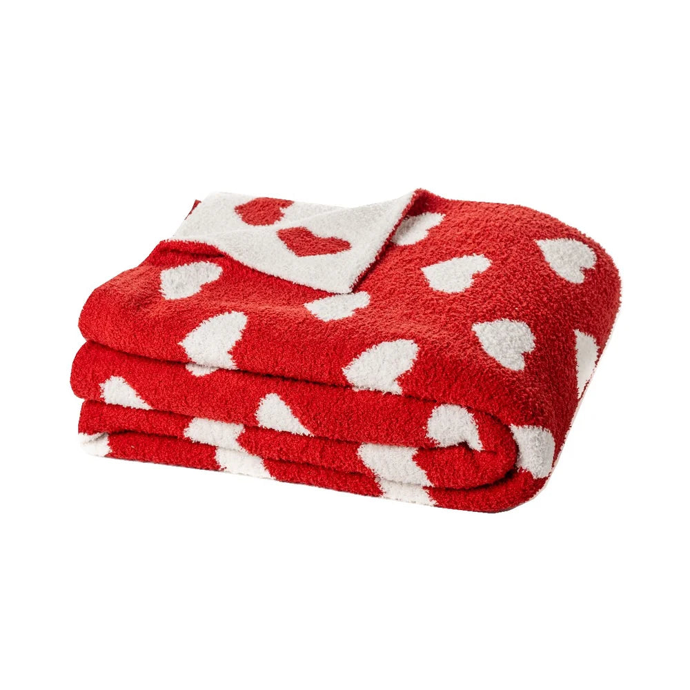 Tenderness ivory throw with red hearts