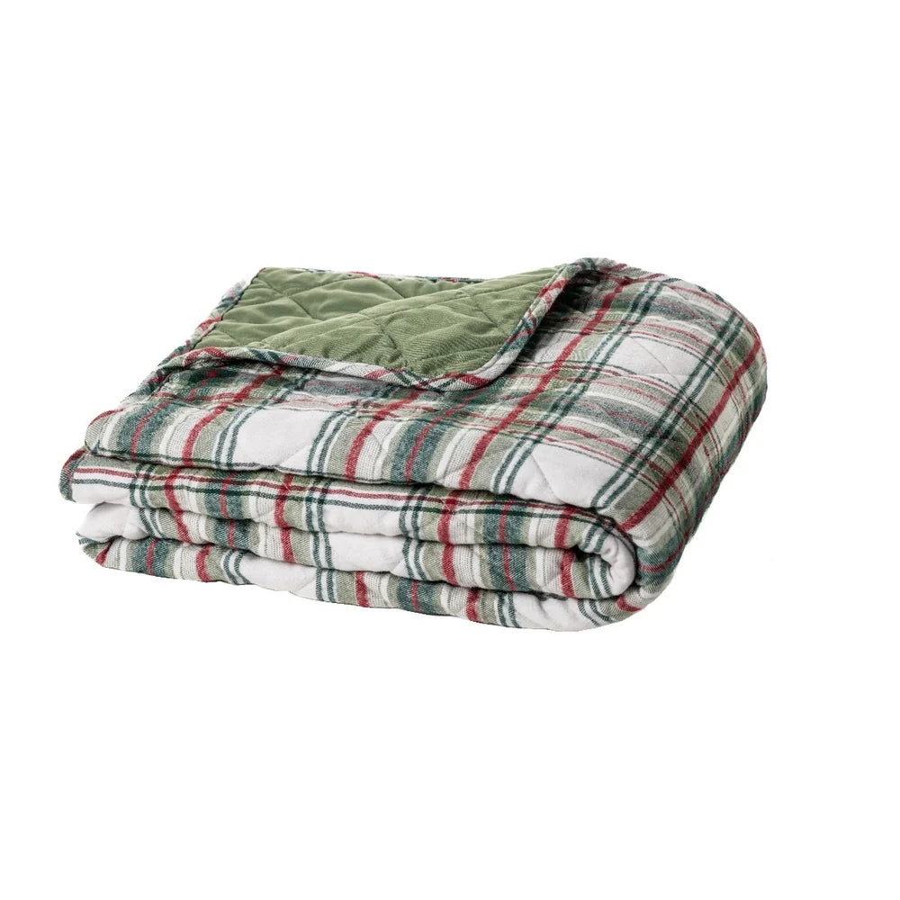 Woody red and green plaid throw