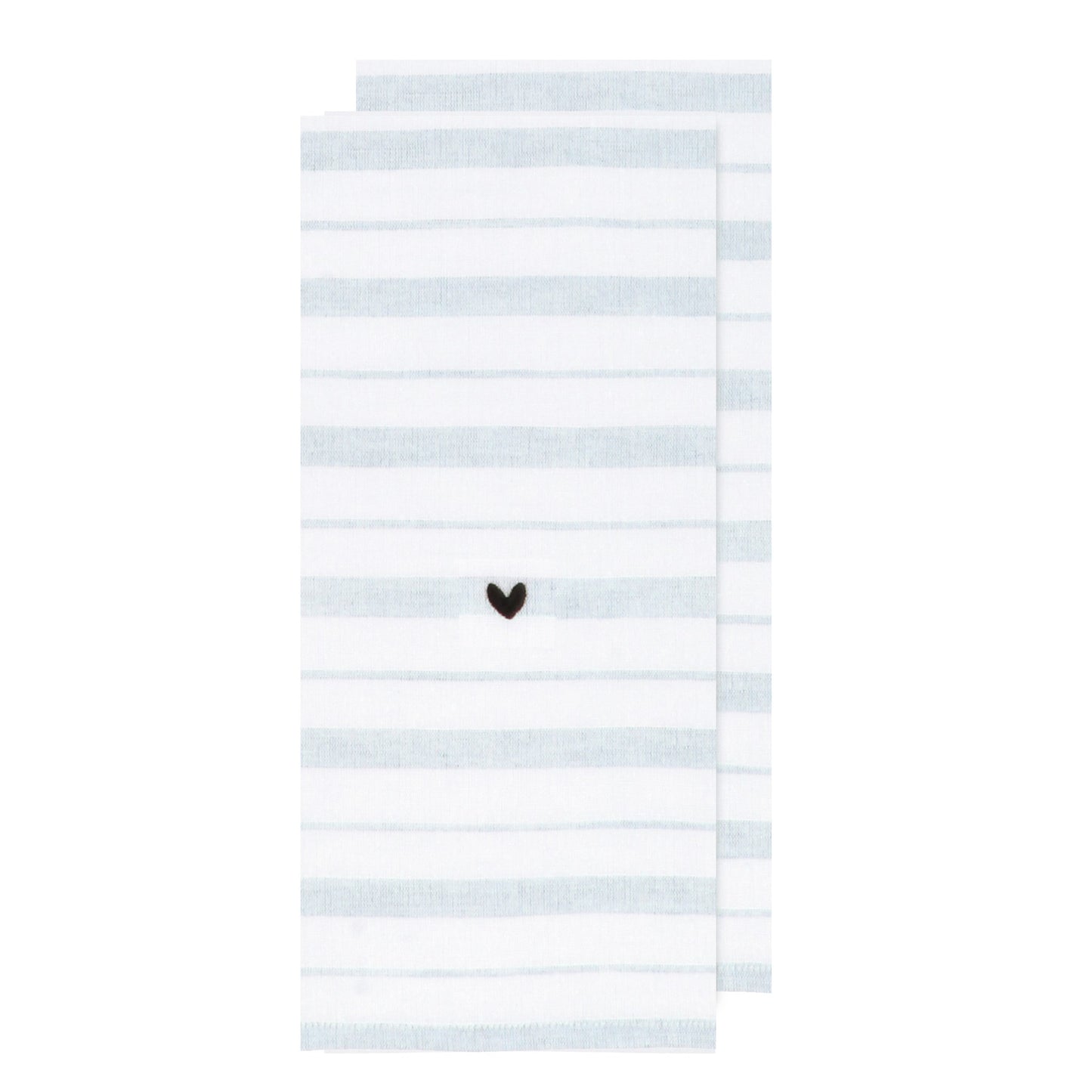 Lot de 2 linge à vaisselle « Heart Stripe With Love » bleu