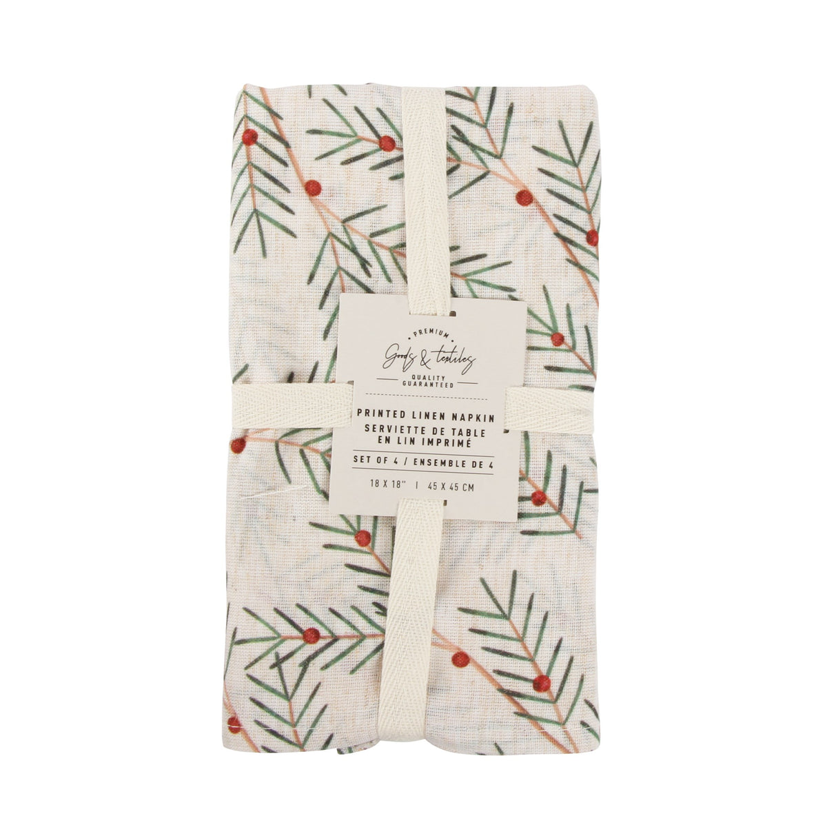 Serviettes de Table Slim Holly - Paquet de 4