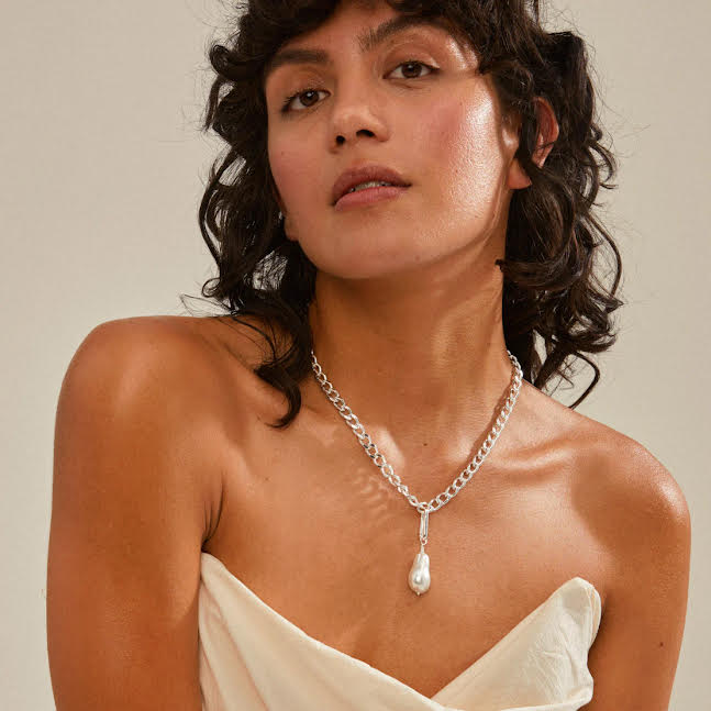 CHARM recycled freshwater pearl pendant - silver plated