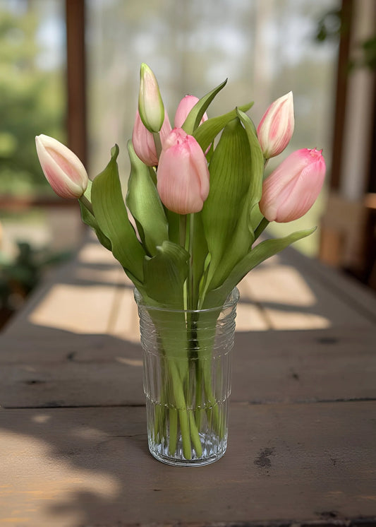 Bouquet de fausses tulipes roses
