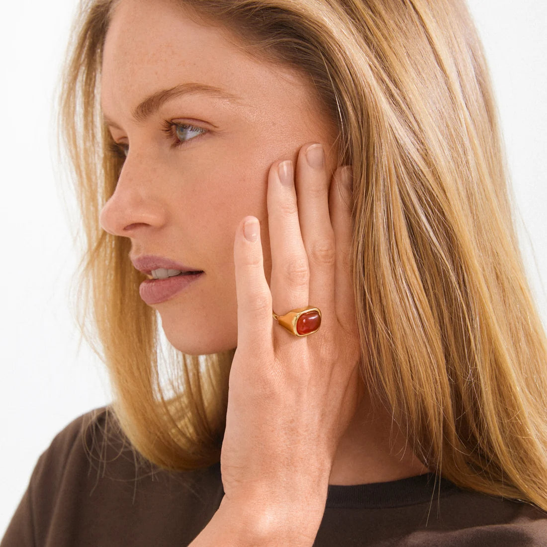 Bague avec Agate Rouge NOW Pilgrim - Or