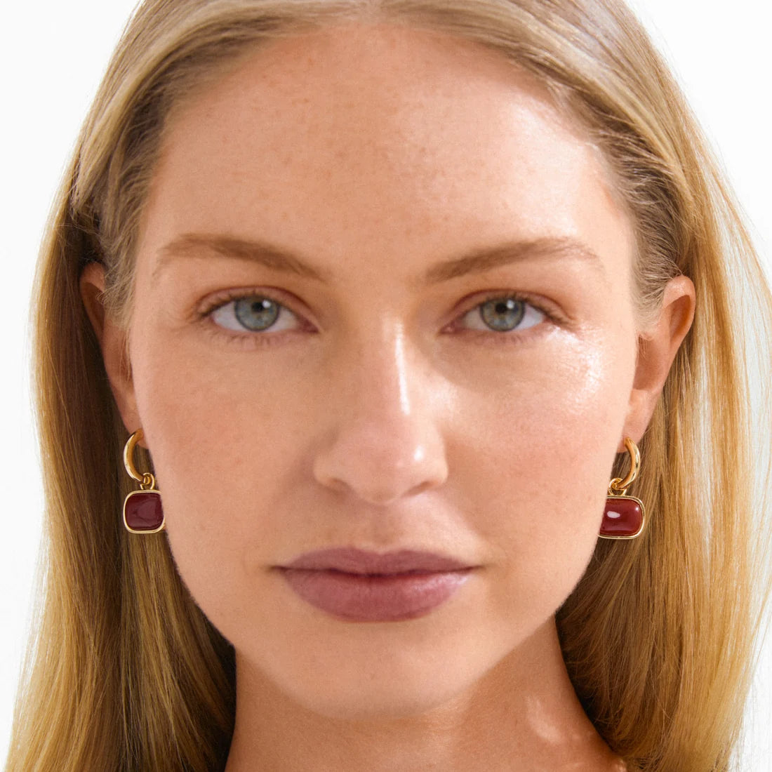 Boucles d'Oreilles avec Agate Rouge NOW Pilgrim - Or