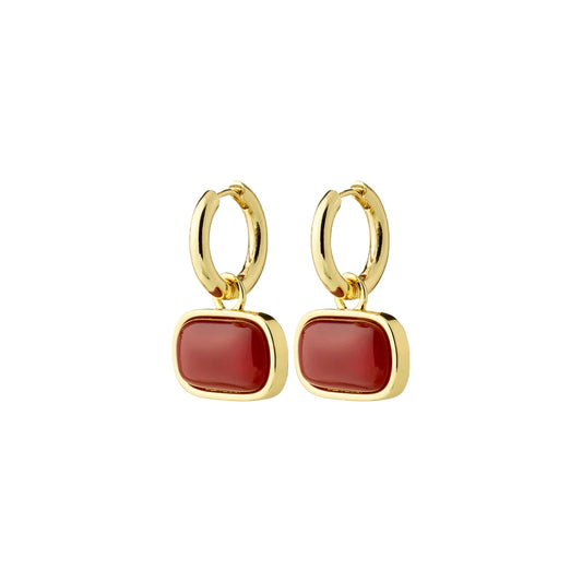 Boucles d'Oreilles avec Agate Rouge NOW Pilgrim - Or