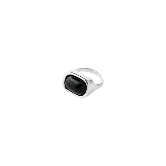 Bague avec Agate Noire NOW Pilgrim - Argent