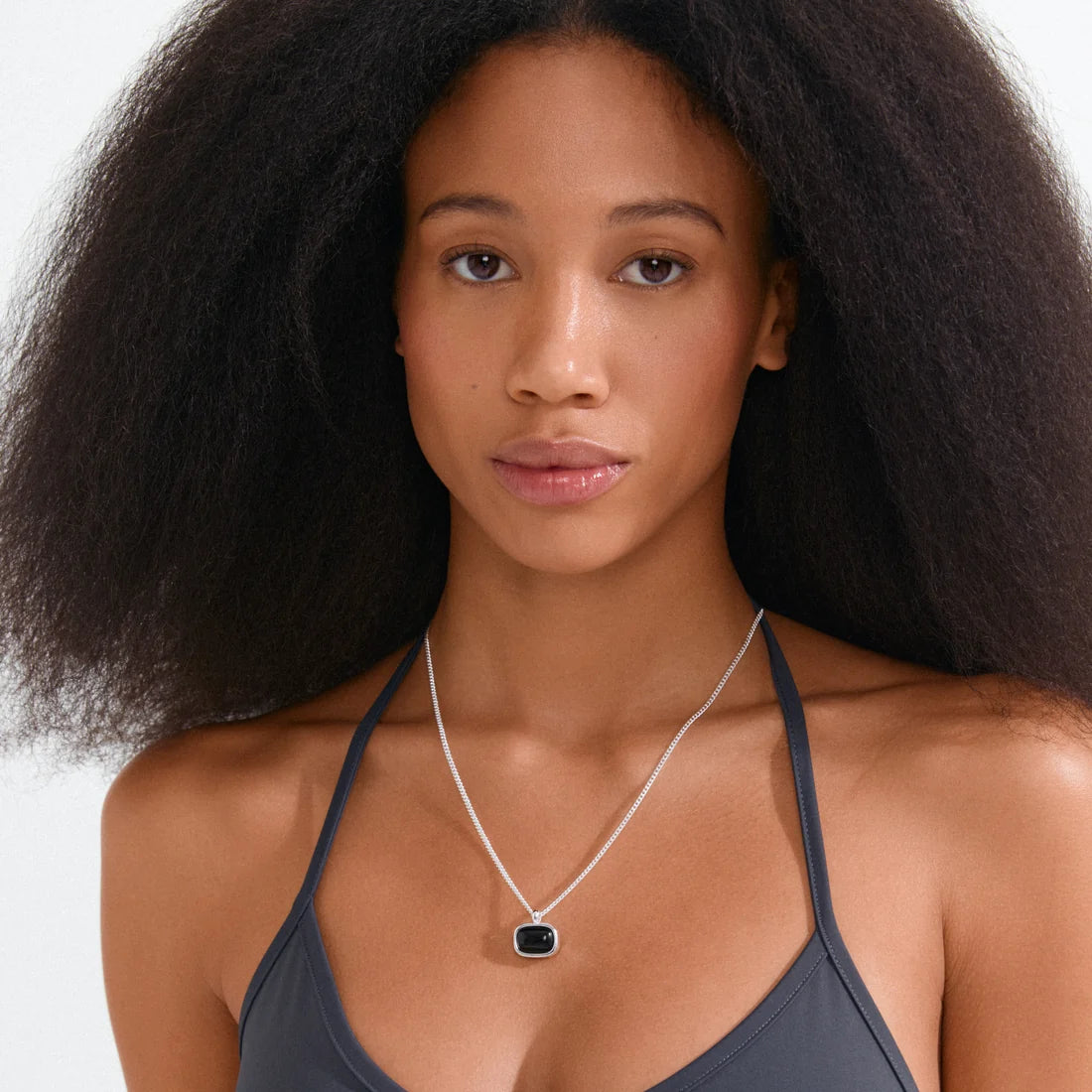 Collier avec Agate Noire NOW Pilgrim - Argent