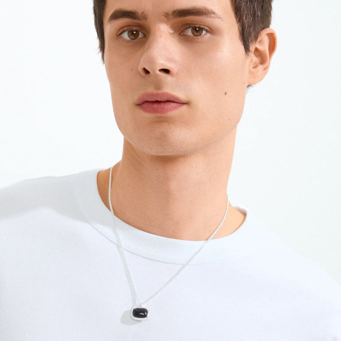 Collier avec Agate Noire NOW Pilgrim - Argent