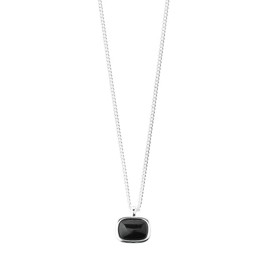 Collier avec Agate Noire NOW Pilgrim - Argent