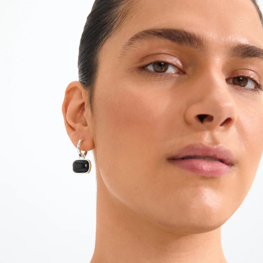 Boucles d'Oreilles avec Agate Noire NOW Pilgrim - Argent