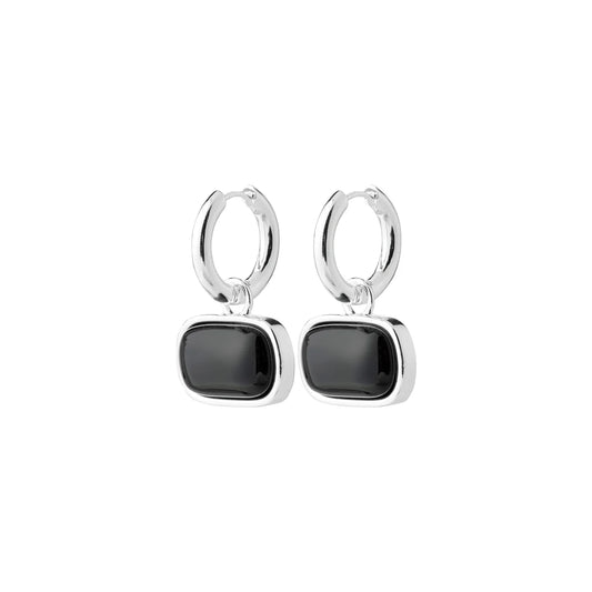 Boucles d'Oreilles avec Agate Noire NOW Pilgrim - Argent