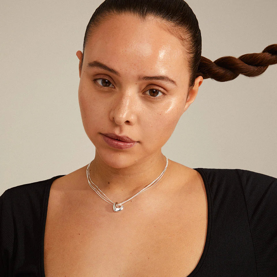 WAVE Collier coeur recyclé - plaqué argent