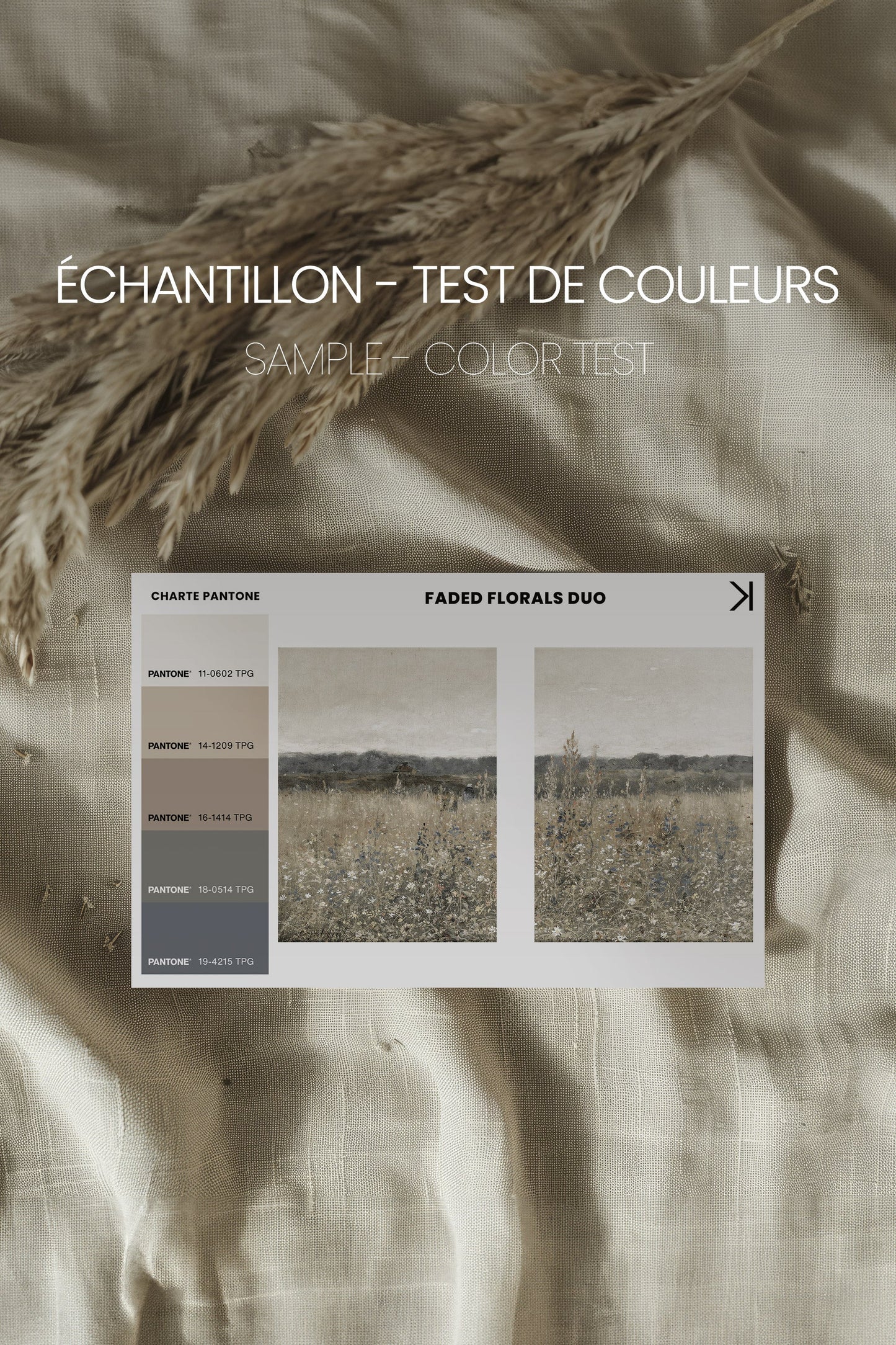 FADED FLORALS DUO, 2 Oeuvres sur toile étirée, encadré Brun Chêne (Collective)