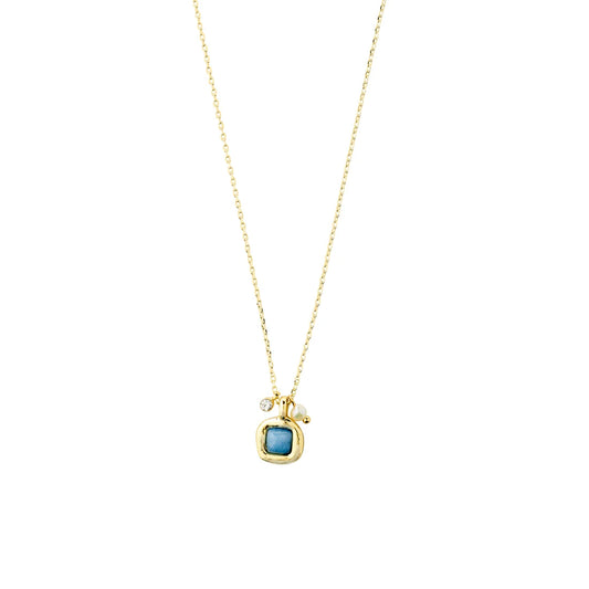 Collier avec Pierre Bleue NOW Pilgrim - Or