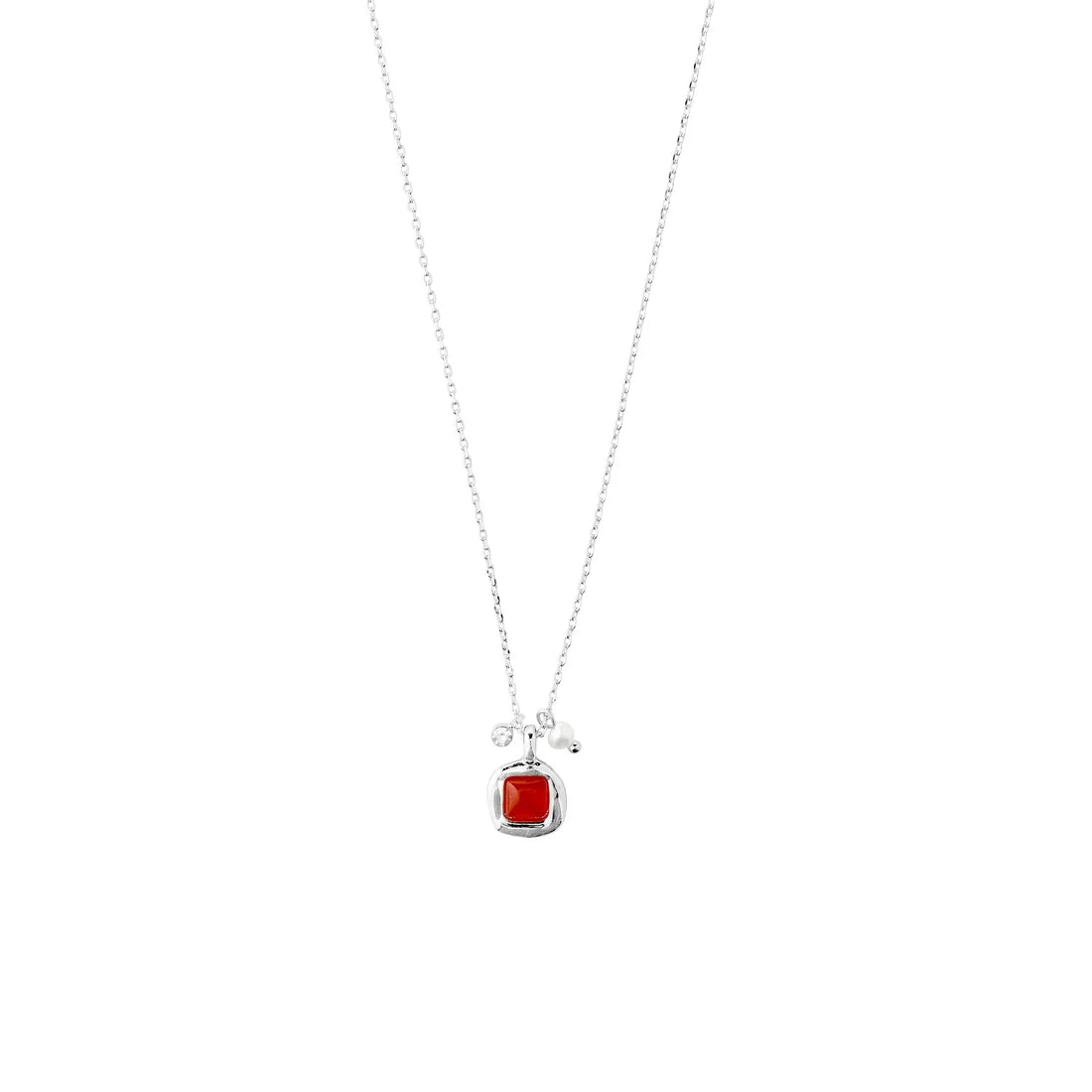 Collier avec Agate Rouge NOW Pilgrim - Argent