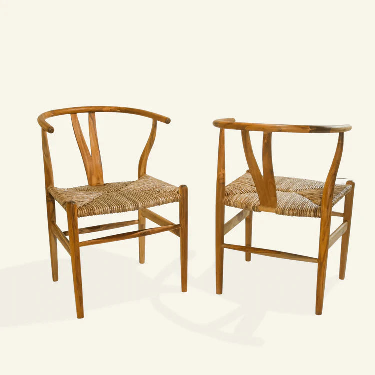 WISHBONE chair in teak and banana bark - Crusoë