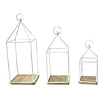 Lanterne en bois et en métal blanc
