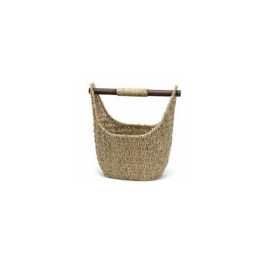 Grand Panier en Herbe de Mer avec Poignée en Bois