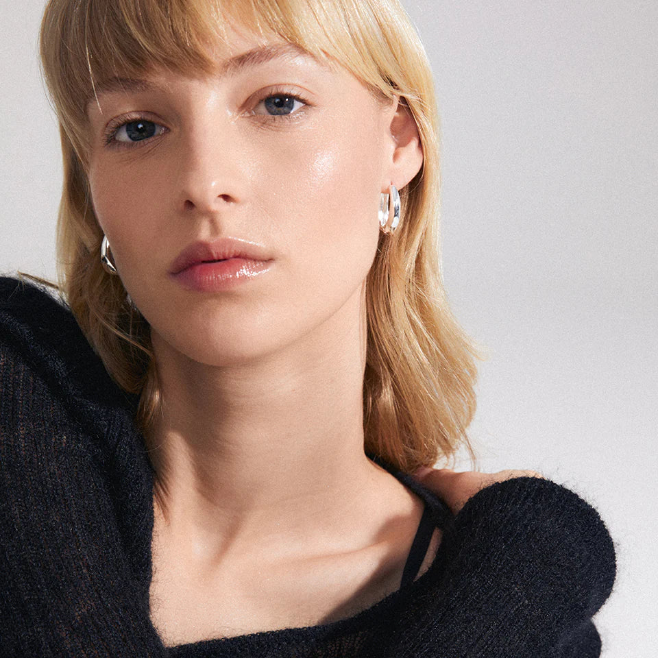 ASHER Oval Earrings - Silver Plated