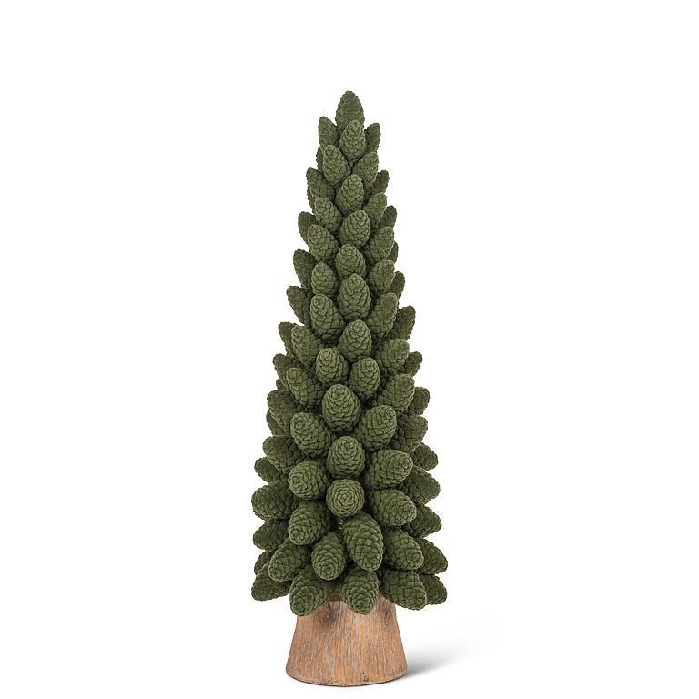 Sapin en velours orné de pommes de pin - Grand