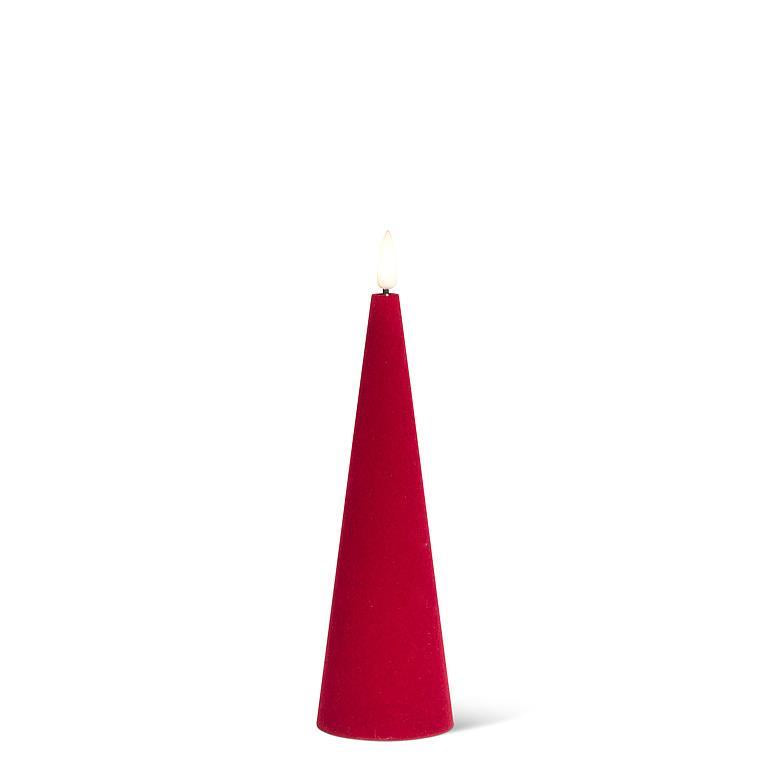 Petite bougie conique LED en velours - Bordeaux