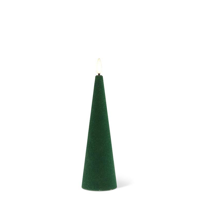 Petite bougie conique LED en velours - Vert