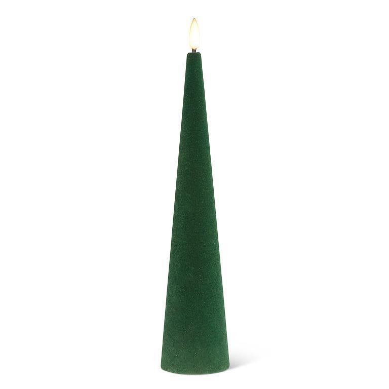 Grande bougie LED conique en velours - Vert