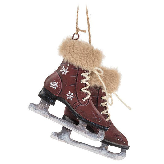 Décoration de Noël - patins avec bordure en fourrure