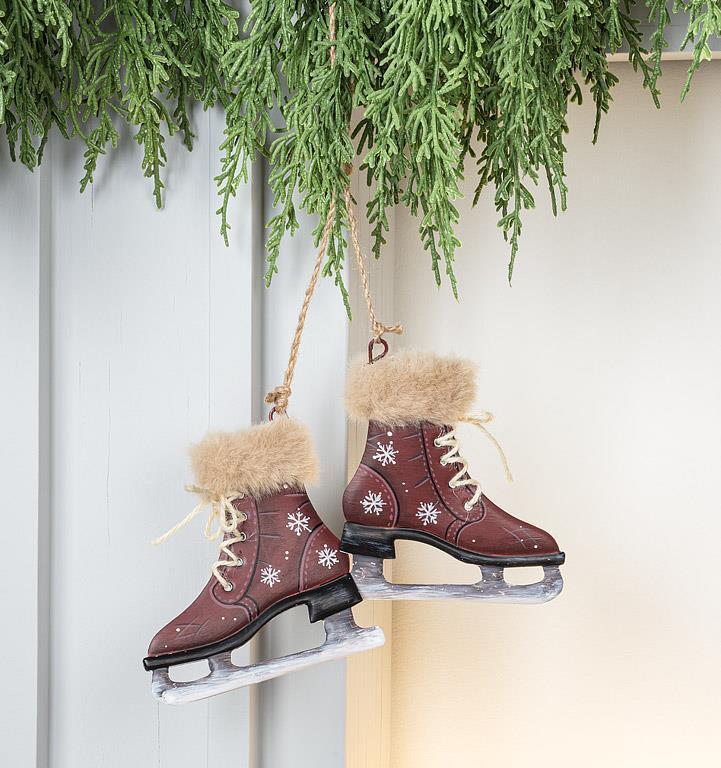 Décoration de Noël - patins avec bordure en fourrure