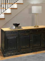 Buffet en Bois de Pin Recyclé - Noir Antique