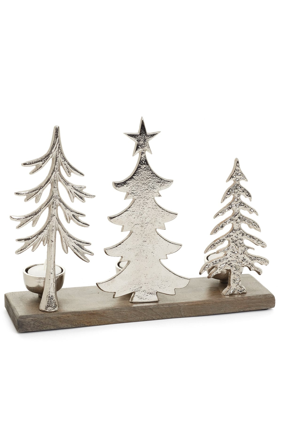 Bougeoir en bois et aluminium -Trois sapins