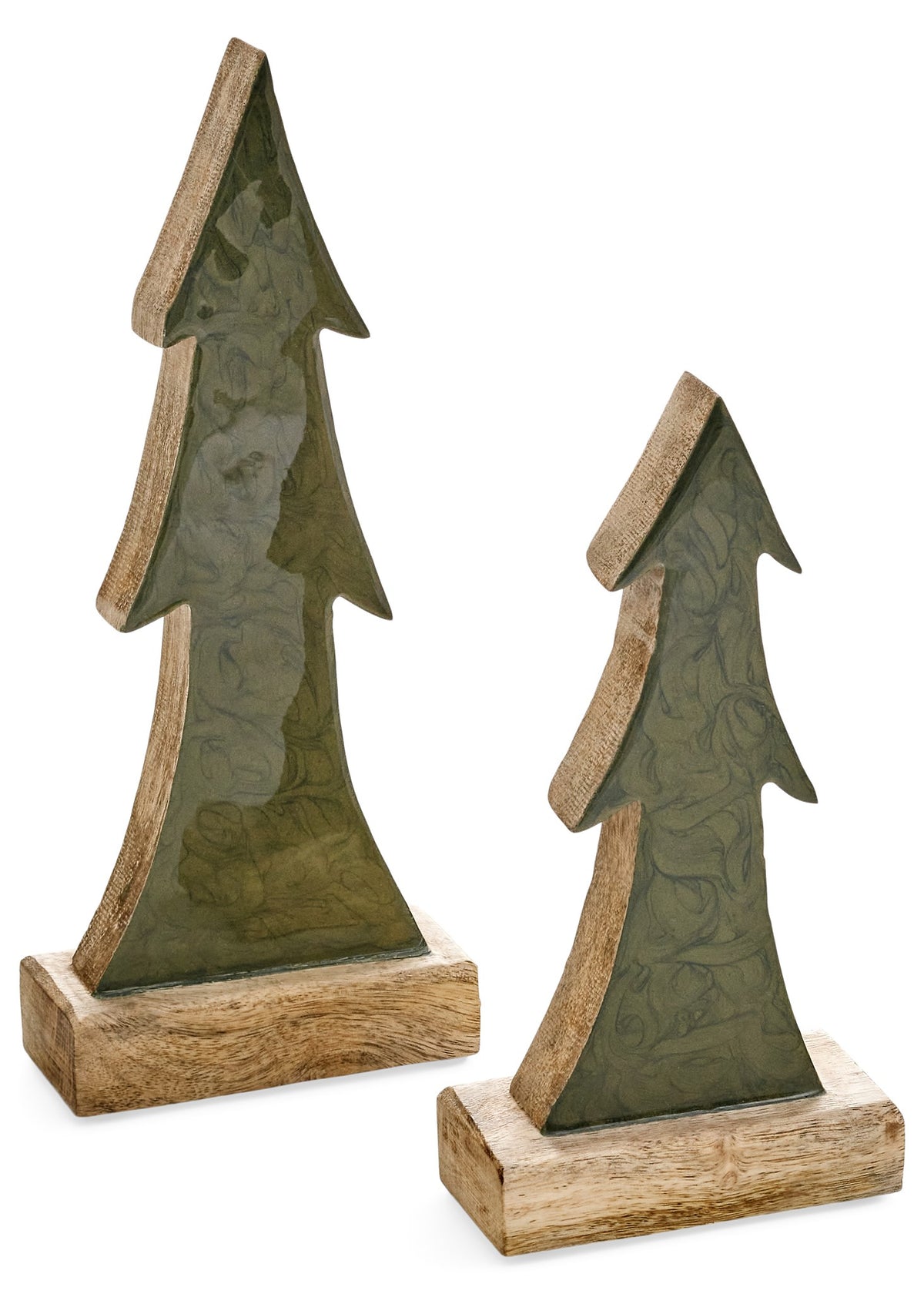 Sapin décoratif en bois de manguier émaillé – Vert