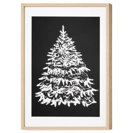 Printed Table - Snowy Fir Tree