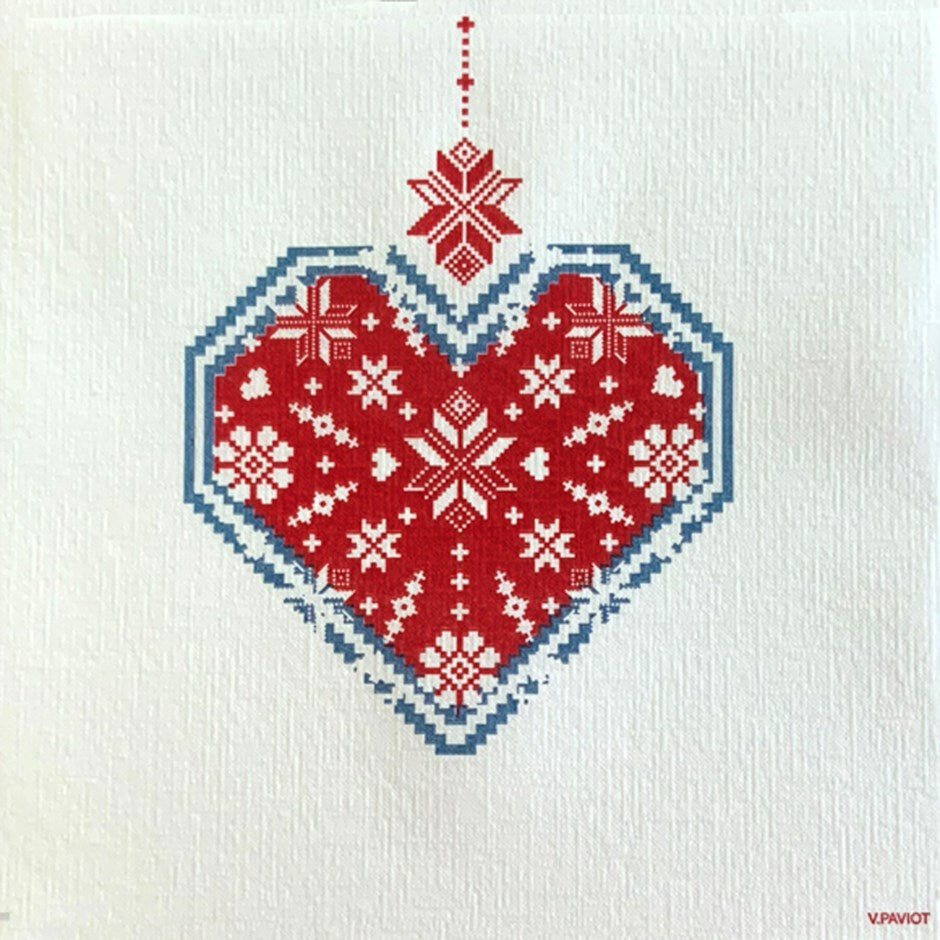 Serviette de table Paviot - Coeur Brodé