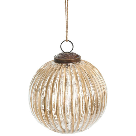 Ribbed Glass Ornament - Gold