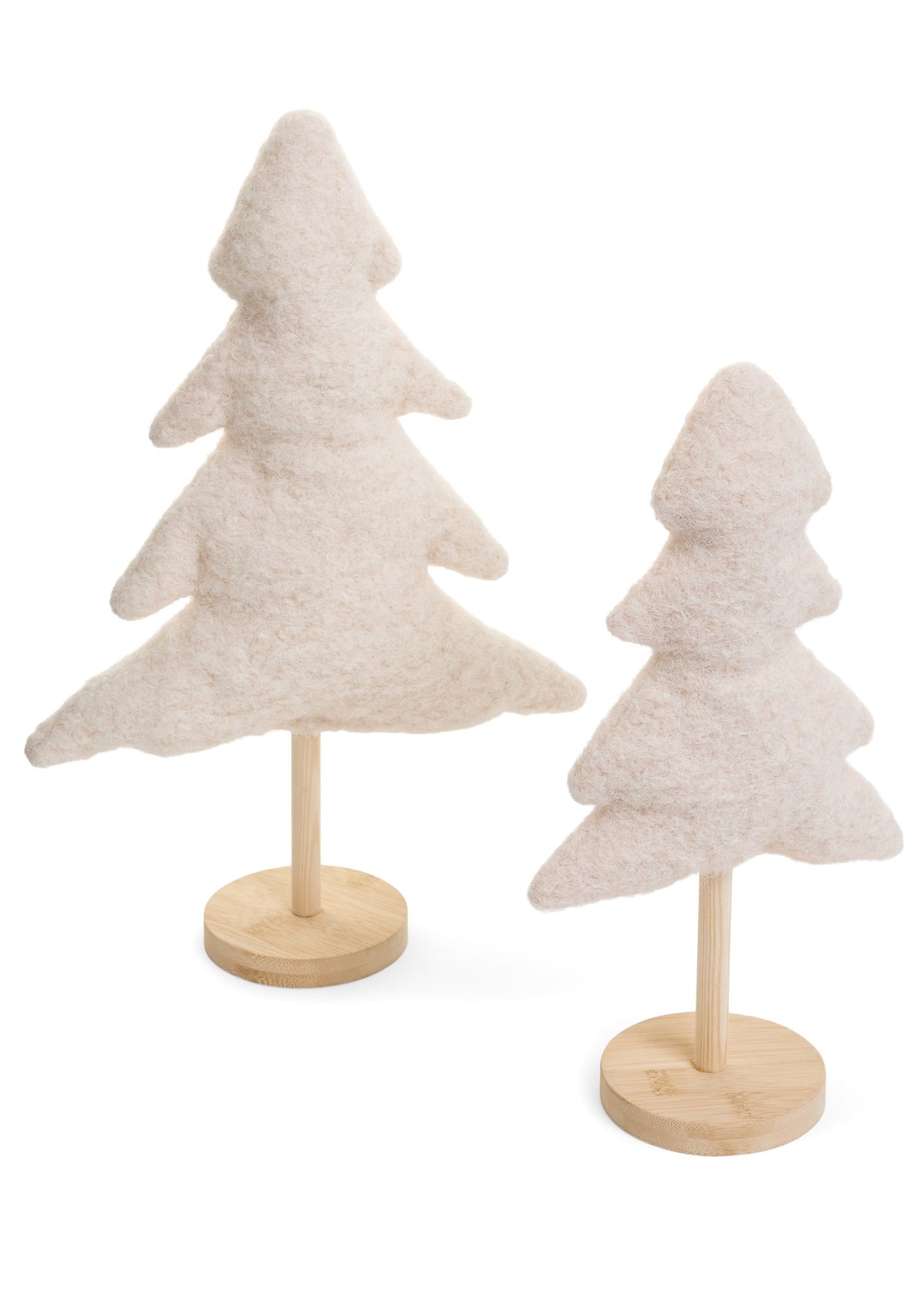 Cream Fabric Christmas Tree on a Wooden Stem