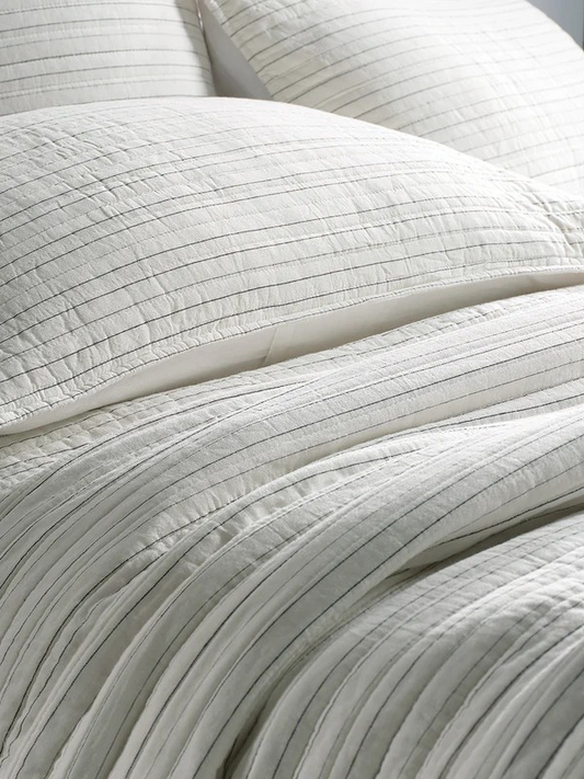 Corey - Ivory Quilt with Charcoal Stripes