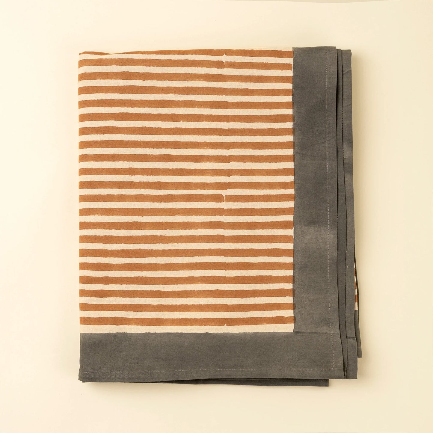 Nappe imprimée à rayures - terracotta