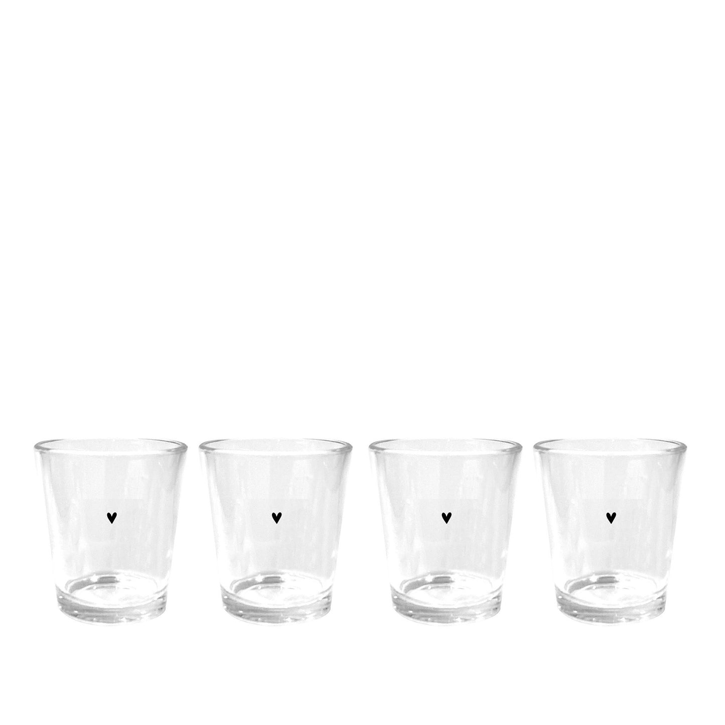 Lot de 4 verres courts « Single Heart With Love » noirs