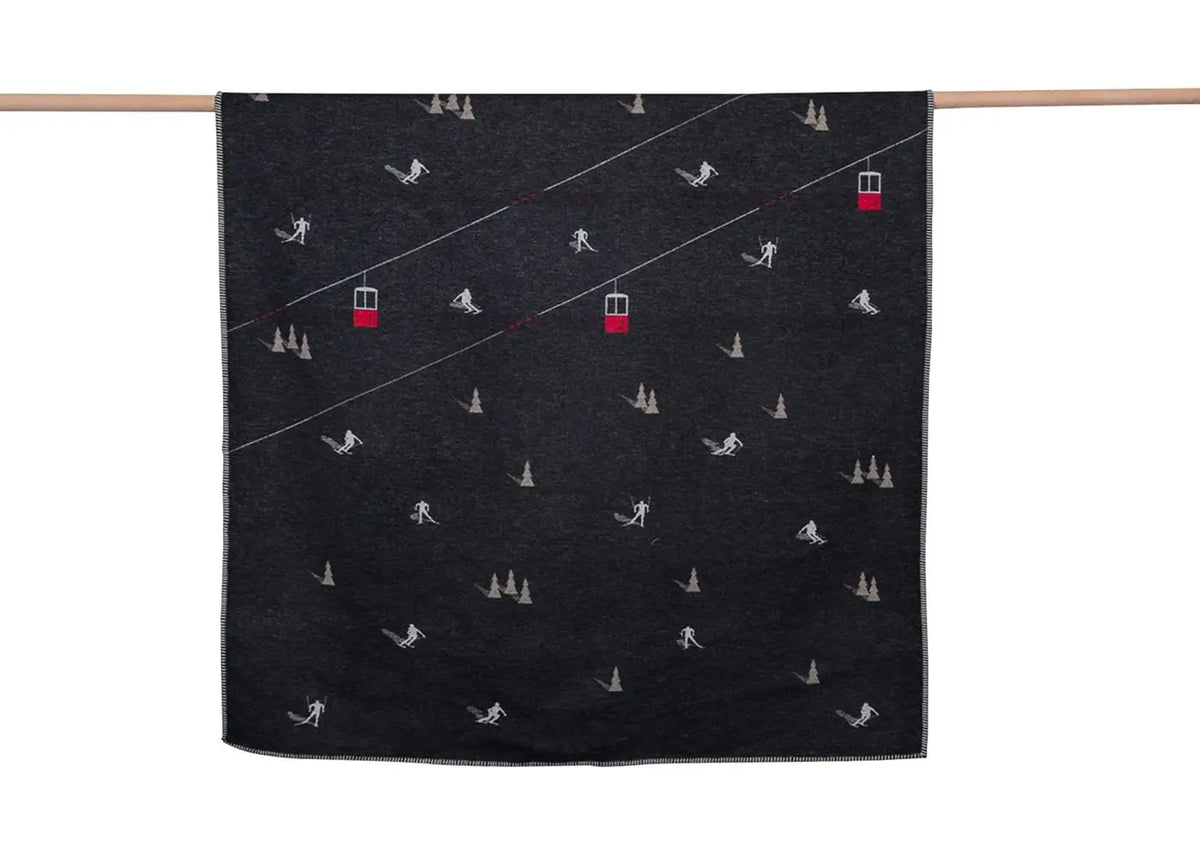Sylt Couverture - Skieurs & Gondoles Charcoal