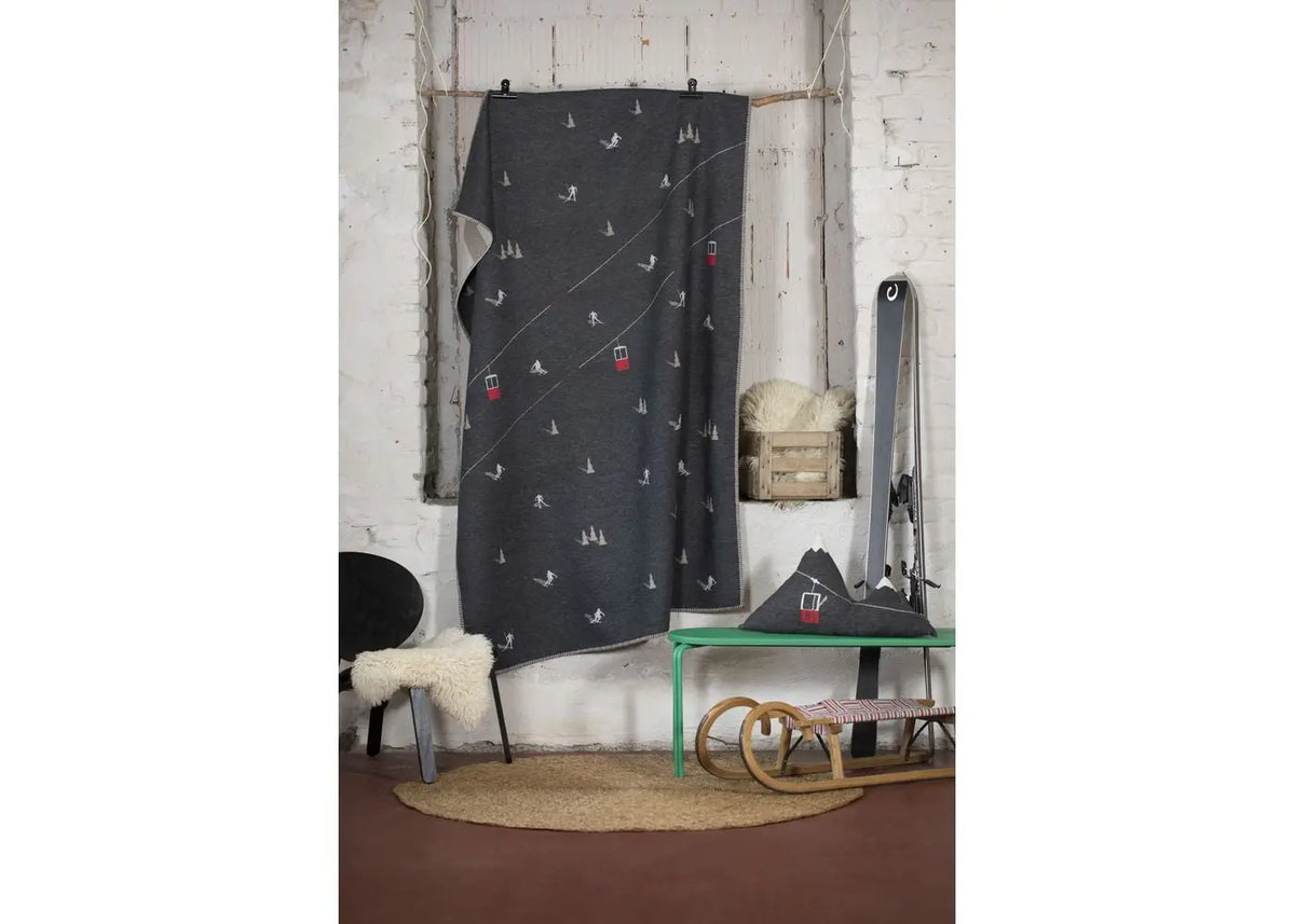 Sylt Couverture - Skieurs & Gondoles Charcoal