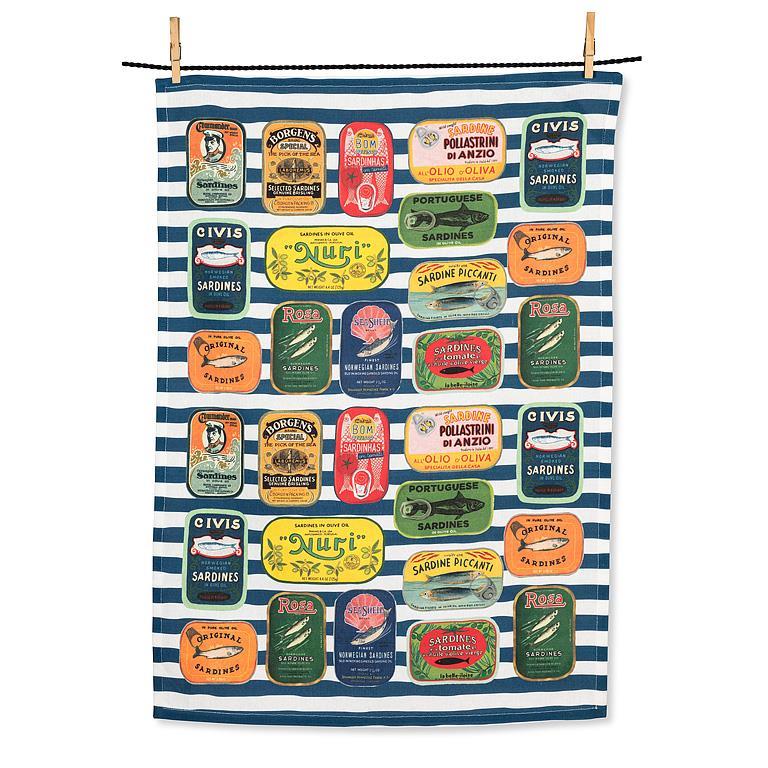 Kitchen towel – Sardines on stripes