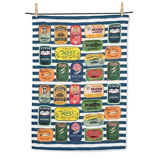 Kitchen towel – Sardines on stripes