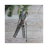 Ornement Skis Rustique
