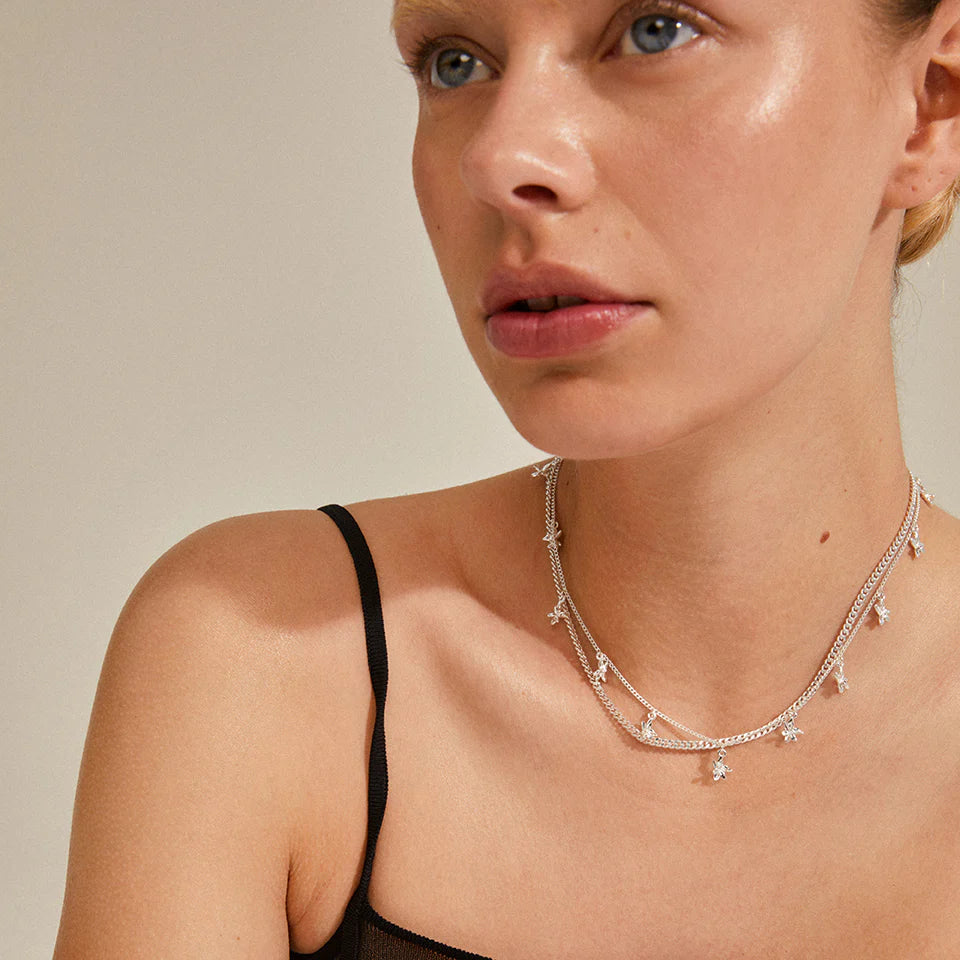 RIKO Colliers 2 en 1 recyclés - Plaqué argent