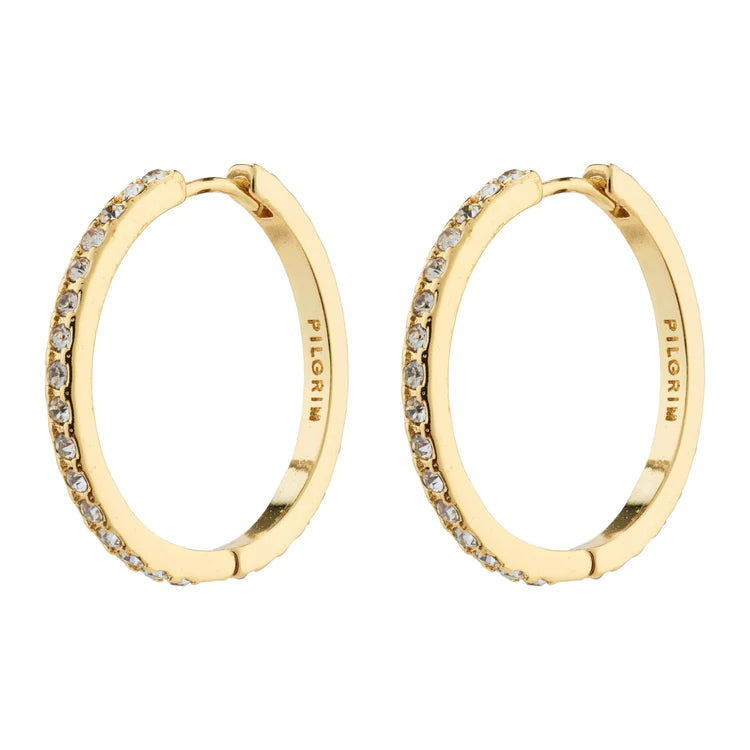 EBNA maxi crystal hoop earrings - gold plated