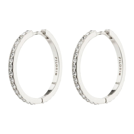EBNA maxi crystal hoop earrings - silver plated