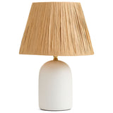Lampe de table avec abat-jour en rafia - Blanc et Naturel