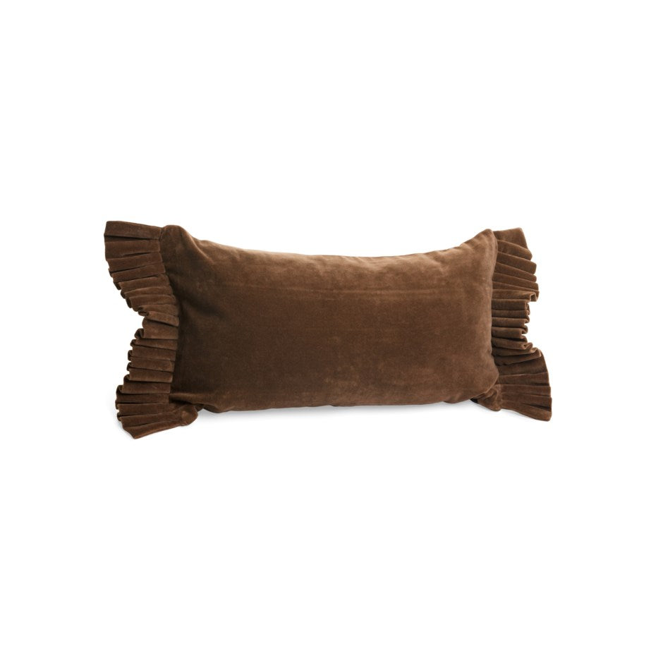 Coussin en velours festonné - olive foncé
