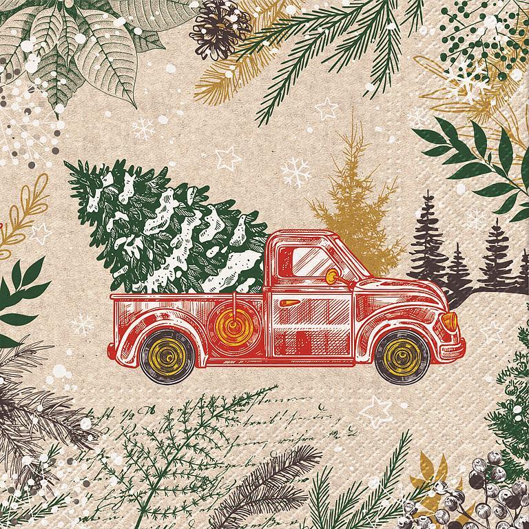 Serviettes de table - sapin dans un camion